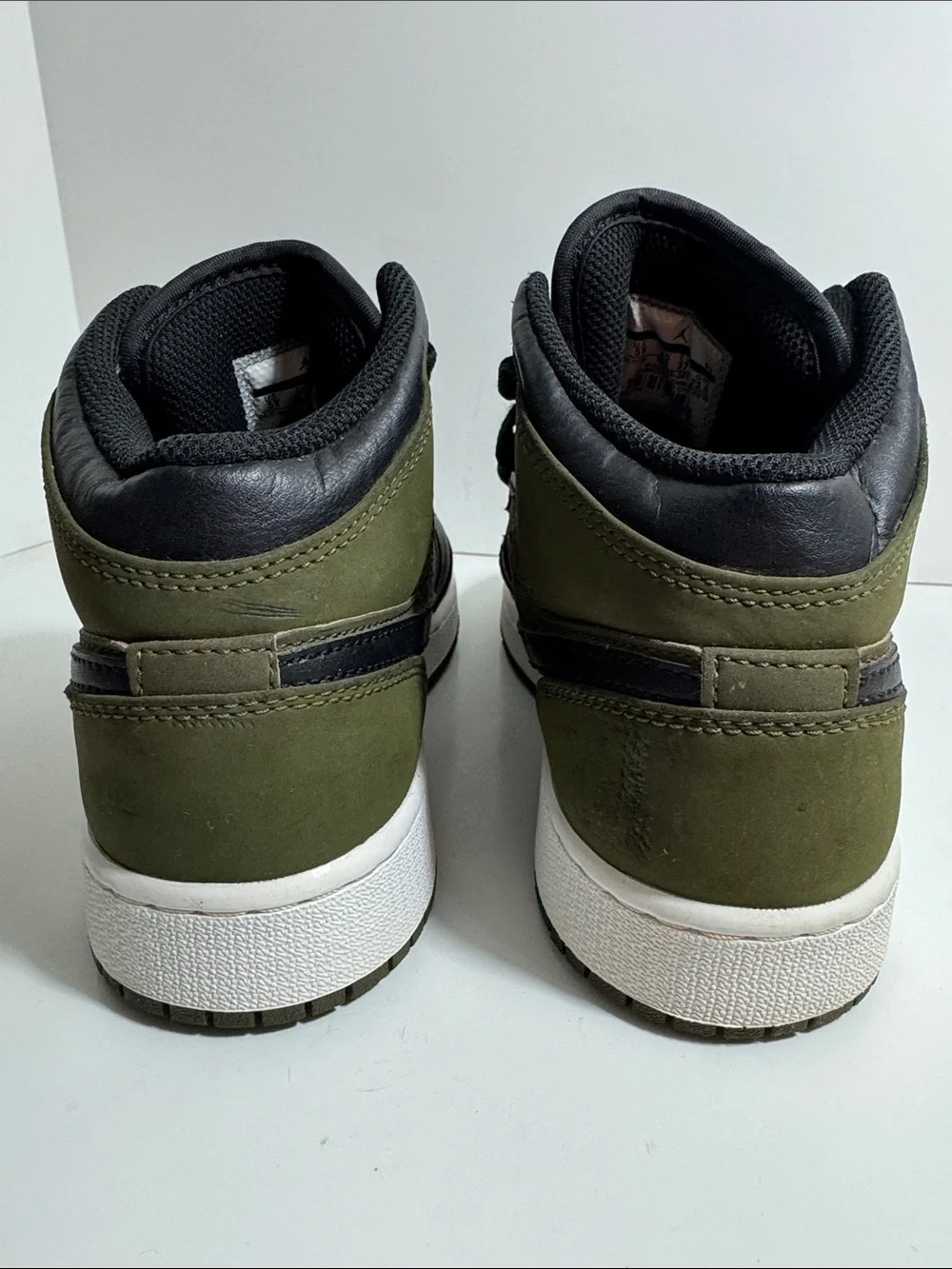 Nike Air Jordan Mid-Top Sneakers in Olive Green and Black Youth Size 5Y